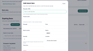 Adding stock online with PharmaAudtit dashboard