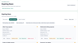 Online strock management dashboard