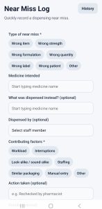 PharmaAudit - near-miss app for pharmacies