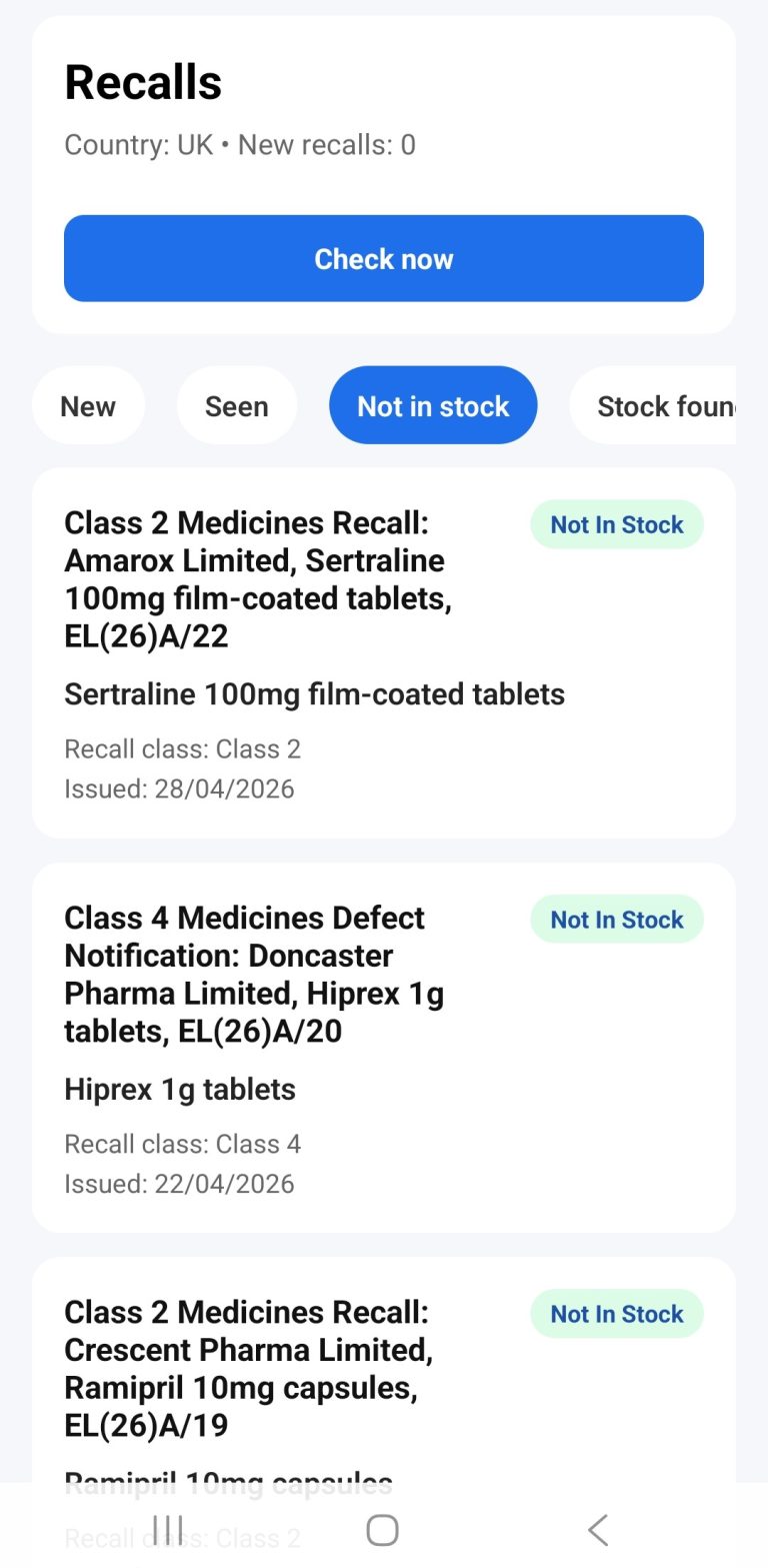 PharmaAudit - pharmacy app for drug recalls